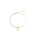 Bracciale lucchetto in argento S925 dorato con metà micro-pave di diamanti e catena fine - Argento 925 / Oro