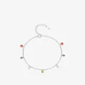 Bracciale in argento sterling S925 con sette gemme colorate sfaccettate su bianco - Argento 925 / Argento