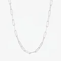 Modern S925 sterling silver paperclip chain necklace with sparkling hammered texture - 925 Silver / Silver