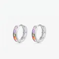 Pendientes de aro en plata S925 con circonitas cúbicas cuadradas de colores vibrantes - Plata 925 / Plata de ley 925