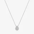 Classic S925 sterling silver pear-shaped pendant necklace with pavé set crystals - 925 Silver / Silver