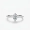 Lussuoso anello in argento S925 con zircone taglio marquise e scintillante design halo - Taglia US 5 / Argento