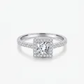 Elegant S925 sterling silver ring featuring a halo-set princess cut sparkling cubic zirconia - US Size 5 / 925 Silver