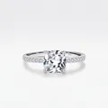 French luxury S925 sterling silver ring with cushion-cut centerpiece and pavé diamonds - US 5 / Silver
