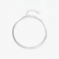 Bracciale a doppio strato in argento sterling S925 con catena piatta a serpente e maglia - Argento 925 / Argento