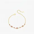 Elegant S925 sterling silver gold bracelet with ruby gems and sparkling diamonds - Ruby Red Geometric Diamond Inlaid Style (RHB1615) / 925 Silver
