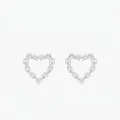 S925 Sterling Silber hohle Herz Kette Ohrstecker mit poliertem Metalloberfläche - 925er Silber / Silber