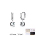 Elegant S925 silver 1.0ct moissanite drop earrings with 6.5mm round brilliant cut stones - 1.0ct x 2 (With GRA Certificate)