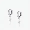 S925 Silber-Ohrringe mit kite-förmigen Steinen und glitzernden Pave-Kristallen - 925er Silber / Silber