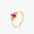 Elegant S925 sterling silver ring with marquise pink gemstone and sparkling zircon accents - US Size 5 / Gold