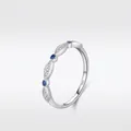 Elegante anello in argento sterling S925 con pietre blu e diamanti bianchi - Taglia US 5 / Argento