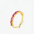 Anello in argento S925 dorato con pietre rosa marquise e diamanti scintillanti - Taglia US 5 / Oro