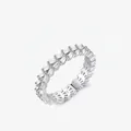 Elegant s925 sterling silver band ring with sparkling cubic zirconia baguette stones - US Size 5 / Silver