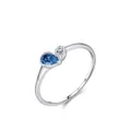 Anello in argento sterling S925 con pietra blu a goccia e accenti di cristalli bianchi - Taglia US 5 / Blu
