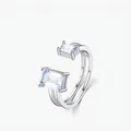 Eleganter s925 Silberring, doppellagig offen mit blauen rechteckigen Edelsteinen - Einstellbar Offen / Silber