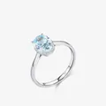 Elegant S925 sterling silver ring with oval light blue gemstone and zircon halo - US Size 5 / 925 Sterling Silver