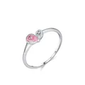 Anello in argento sterling S925 con zirconi a forma di cuore bicolore rosa e bianco - Taglia US 5 / Rosa