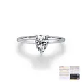 Anillo de plata S925 con moissanita en forma de pera y certificado GRA auténtico - Talla US 5