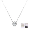Ασημένιο κολιέ S925 με στρογγυλή μενταγιόν moissanite, διαμάντια halo και πιστοποιητικό GRA - Ασήμι 925 (με Πιστοποιητικό GRA) / Ασήμι 925