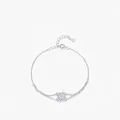 Elegante bracciale a doppio strato in argento sterling S925 con quadrifoglio e zircone - Argento 925 / Argento