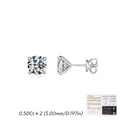 Pendientes de tuerca clásicos de moissanita de 1 quilate en plata de ley 925 y 4 garras - Plata 925 / Plateado (0.5Ct x 2)