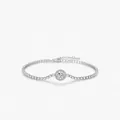 Elegantes S925 Sterlingsilber Tennisarmband mit funkelndem runden Mittelstein und Zirkon - 925er Silber / Silber