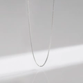Collar minimalista de cadena de caja en plata s925 con acabado pulido y eslabones cuadrados - Cadena de cajitas / Plata 925