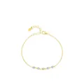 Elegante pulsera de plata S925 dorada con cinco circonitas redondas y cierre de langosta - Plata 925 / Dorado
