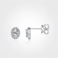 Elegant s925 silver halo stud earrings with oval cut cubic zirconia stones - 925 Silver / Silver