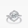 S925 sterling silver ring featuring a brilliant round moissanite center and halo bands - US 5 / Silver