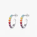 Orecchini a cerchio a cuore arcobaleno in argento S925 con smalto colorato - Argento 925 / Argento