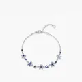 Bracciale in argento S925 con fiori in zirconia blu sfumato e sicura chiusura a moschettone - Argento 925 / Argento