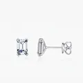 Elegant s925 sterling silver stud earrings with emerald cut cubic zirconia stones - 925 Silver / 925 Sterling Silver