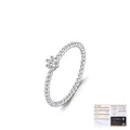 S925 sterling silver beaded ring with 1ct D color Moissanite and GRA certificate - US Size 5 / 925 Silver