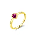 Elegante anillo de plata S925 bañada en oro con opale rojo sangre y diamantes laterales - US 5 / Estilo de Zircón Púrpura / Dorado
