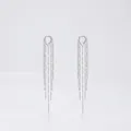 Eleganti orecchini a cerchio a V in argento S925 con lunghe nappe a catenella - Argento Sterling S925 (G7026)