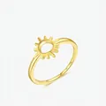 Minimalist S925 sterling silver sun ring with golden finish and radial design - US Size 5 / Gold