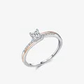 Bague élégante en argent S925 et or rose avec sertissage de diamants étincelants - US 5 / Contraste Argent et Or Rose