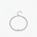 Bracciale in argento sterling S925 con zircone a forma di cuore e catena cubana - Argento 925 / Argento sterling 925