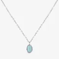 Collier en argent sterling S925 avec pendentif ovale en opale irisée sur blanc - Argent 925 / Argent sterling 925