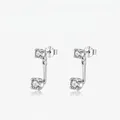 Elegante S925 Sterlingsilber Doppel-Ohrstecker mit funkelnden Kristallen in Weiß-Optik - 925er Silber / Silber