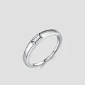 Anello minimalista in argento sterling S925 con diamante rettangolare e fascia lucida - US 5 / Argento