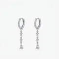 Elegant S925 silver U-shape earrings with drop-shaped rhinestones and dangling CZ stones - 925 Silver / Silver