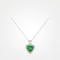S925 sterling silver necklace with triangular green gemstone pendant and diamond halo - 925 Silver / 925 Sterling Silver