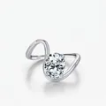 Irregular S925 sterling silver ring featuring a wave design and a large sparkling zircon - US Size 5 / 925 Sterling Silver