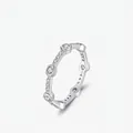 Elegante anillo geométrico de plata de ley S925 con brillantes circonitas cúbicas - Talla US 5 / Plateado