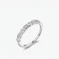 S925 sterling silver geometric square zircon ring with sparkling row setting for women - US Size 5 / Silver