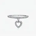 Elegant S925 sterling silver heart pendant ring with sparkling pavé cubic zirconia - US Size 5 / 925 Sterling Silver