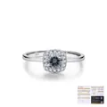 Halo S925 silver ring featuring grey moissanite with GRA certificate included - US Size 5 / Silver