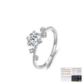 Classic S925 silver ring with 1ct moissanite and side stones plus GRA certificate - US Size 5 / 925 Sterling Silver